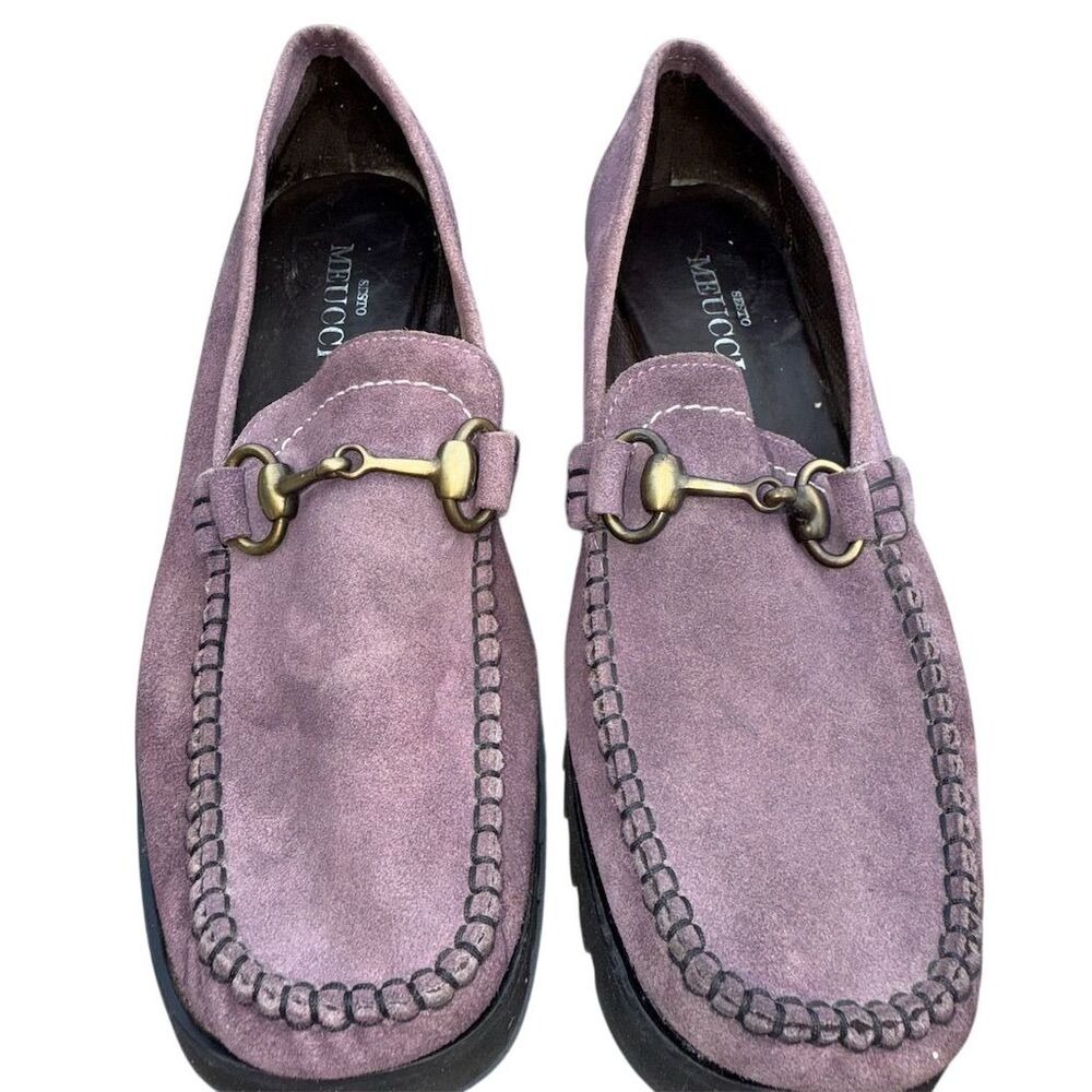 Sesto Meucci Women's Purple Suede Horsebit Loafers Size 8.5 N